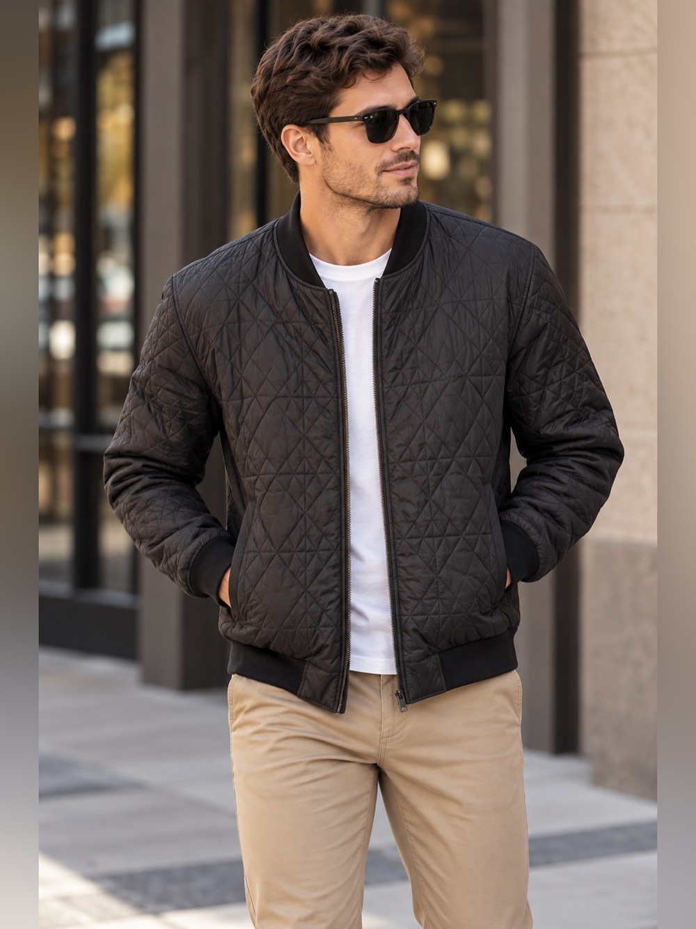 NWT XRay Jeans Black Quilted Bomber Jacket XL Men’s Lightweight Zip Front